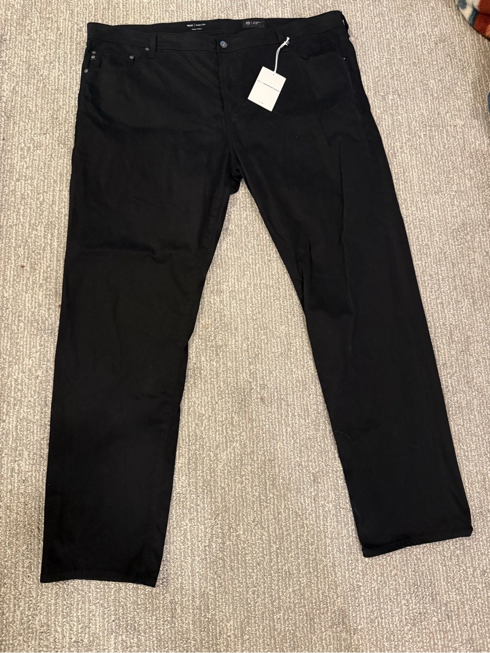AG Adriano Goldschmied Tellis Modern Slim Black Sateen Pants Mens 44x32 NWT